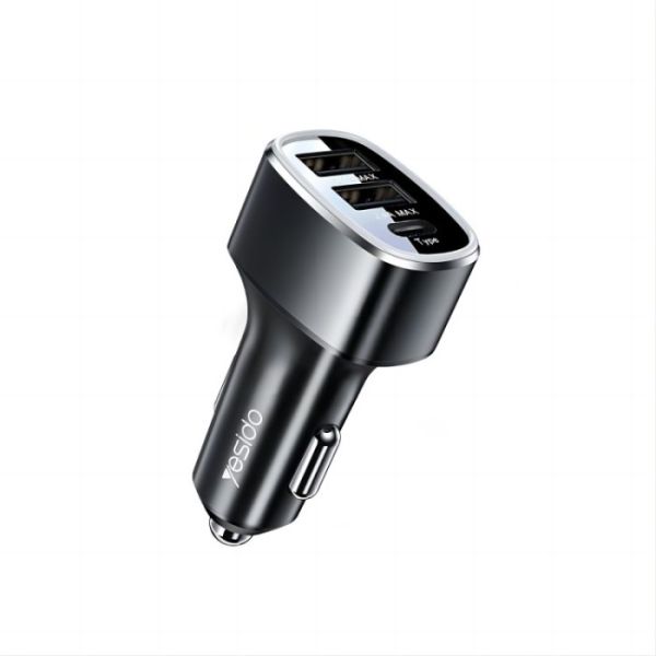 Yesido Car Charger 2x USB-A 1x USB-C 49 Watt