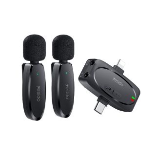 Yesido LAVALIER Dual Wireless Microphone with Noise Reduction USC-C & Lightning